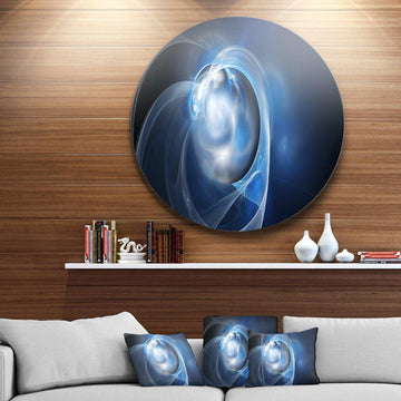 Fractal Lighting in Dark Blue - Abstract Oversized Circle Metal Wall Art